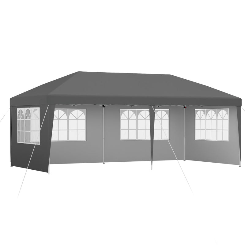 Instahut 3x6m Pop Up Gazebo Grey Marquee Canopy Wedding Party