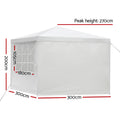 Instahut Gazebo 3x3m Wedding Party Tent Canopy Marquee White