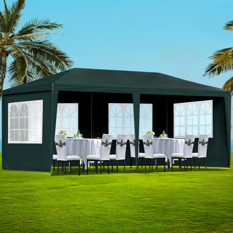 Instahut Gazebo 3x6m Green Marquee Tent Wedding Party Canopy 4 Panel