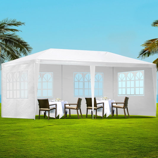 Instahut 3x6m Gazebo Marquee Wedding Tent White 4 Panel Side Wall