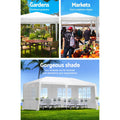 Instahut 3x6m Gazebo Marquee Wedding Tent White 4 Panel Side Wall