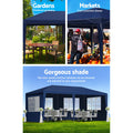 Instahut Gazebo 3x6m Wedding Party Tent Outdoor Canopy 6 Panel Blue
