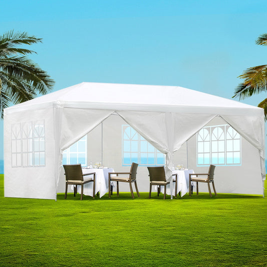 Instahut Gazebo 3x6m Wedding Party Tent Outdoor Canopy 6 Panel White