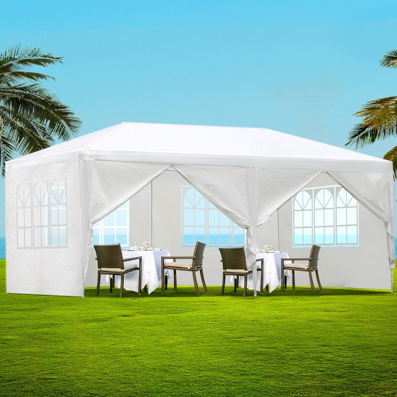 Instahut Gazebo 3x6m Wedding Party Tent Outdoor Canopy 6 Panel White