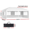 Instahut Pop Up Gazebo 3x6m Wedding Marquee Tent Canopy White