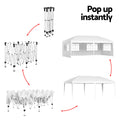 Instahut Pop Up Gazebo 3x6m Wedding Marquee Tent Canopy White