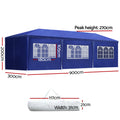 Instahut 3x9m Gazebo Marquee Wedding Party Tent 8 Panel Blue