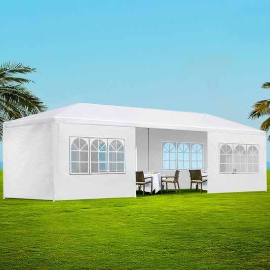 Instahut Gazebo 3x9m Marquee Tent 8 Panel White Wedding Party Canopy