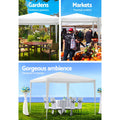 Instahut Gazebo 3x3m White Wedding Party Marquee Tent Outdoor Canopy