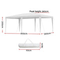 Instahut Gazebo 3x6m White Wedding Party Tent Outdoor Marquee Shade