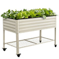 Green Fingers 81cm Raised Garden Bed Wheels Storage Shelf White