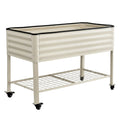 Green Fingers 81cm Raised Garden Bed Wheels Storage Shelf White