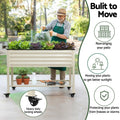 Green Fingers 81cm Raised Garden Bed Wheels Storage Shelf White