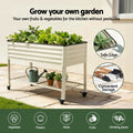 Green Fingers 81cm Raised Garden Bed Wheels Storage Shelf White
