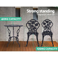 Gardeon 3PC Outdoor Bistro Set Cast Aluminium Chairs Table Rose