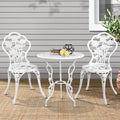 Gardeon 3PC Bistro Set Outdoor Patio Furniture Cast Aluminum Rose White