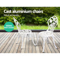 Gardeon 3PC Bistro Set Outdoor Patio Furniture Cast Aluminum Rose White