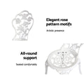 Gardeon 3PC Bistro Set Outdoor Patio Furniture Cast Aluminum Rose White