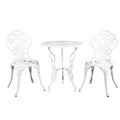 Gardeon 3PC Bistro Set Outdoor Patio Furniture Cast Aluminum Rose White