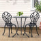 Gardeon 3PC Outdoor Bistro Set Cast Aluminium Chairs Table Tulip