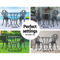 Gardeon 3PC Outdoor Bistro Set Cast Aluminium Chairs Table Tulip