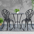 Gardeon 3PC Outdoor Bistro Set Cast Aluminium Chairs Table Tulip