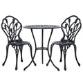 Gardeon 3PC Outdoor Bistro Set Cast Aluminium Chairs Table Tulip