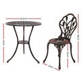 Gardeon 3PC Bistro Set Cast Aluminium Patio Table Chairs Bronze