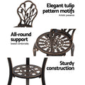 Gardeon 3PC Bistro Set Cast Aluminium Patio Table Chairs Bronze