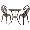 Gardeon 3PC Bistro Set Cast Aluminium Patio Table Chairs Bronze