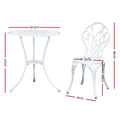 Gardeon 3PC Outdoor Bistro Set Cast Aluminum Tulip White Patio