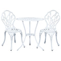 Gardeon 3PC Outdoor Bistro Set Cast Aluminum Tulip White Patio