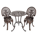 Gardeon 3PC Bistro Patio Dining Set Aluminium Chairs Bronze