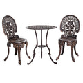 Gardeon 3PC Bistro Patio Dining Set Aluminium Chairs Bronze