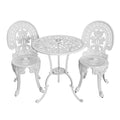 Gardeon 3pc Patio Dining Set Aluminium Bistro Chairs White