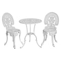 Gardeon 3pc Patio Dining Set Aluminium Bistro Chairs White