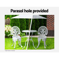 Gardeon 3pc Patio Dining Set Aluminium Bistro Chairs White