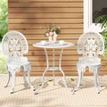 Gardeon 3pc Patio Dining Set Aluminium Bistro Chairs White