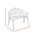Gardeon Garden Bench 100cm Cast Aluminium Vintage White Outdoor Seat