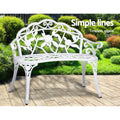 Gardeon Garden Bench 100cm Cast Aluminium Vintage White Outdoor Seat