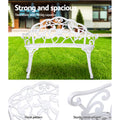 Gardeon Garden Bench 100cm Cast Aluminium Vintage White Outdoor Seat