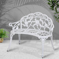 Gardeon Garden Bench 100cm Cast Aluminium Vintage White Outdoor Seat