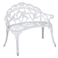 Gardeon Garden Bench 100cm Cast Aluminium Vintage White Outdoor Seat