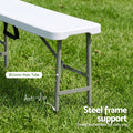 Gardeon 180cm Folding Garden Bench Portable Trestle Seat HDPE Fold In Half White