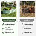 Green Fingers Self Watering Oval Garden Bed Galvanised for Balcony Deck 120x60x30cm