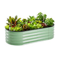 Green Fingers Self Watering Oval Garden Bed Galvanised for Balcony Deck 120x60x30cm