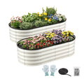 Green Fingers Raised Garden Bed 2 Pack 120x60x30cm White Galvanised