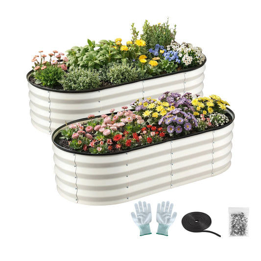Green Fingers Raised Garden Bed 2 Pack 120x60x30cm White Galvanised