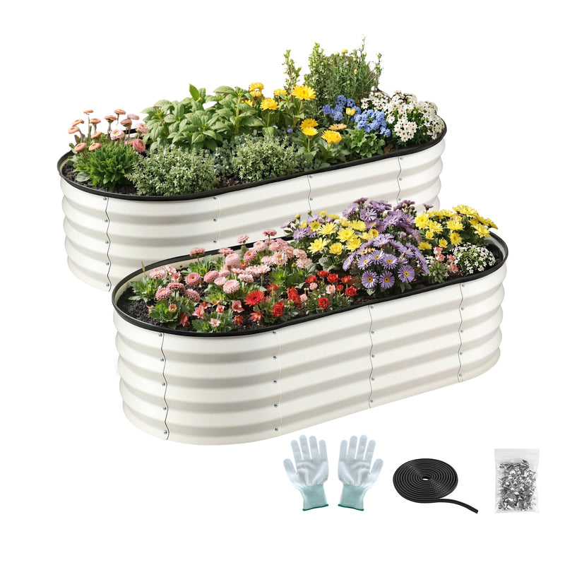 Green Fingers Raised Garden Bed 2 Pack 120x60x30cm White Galvanised