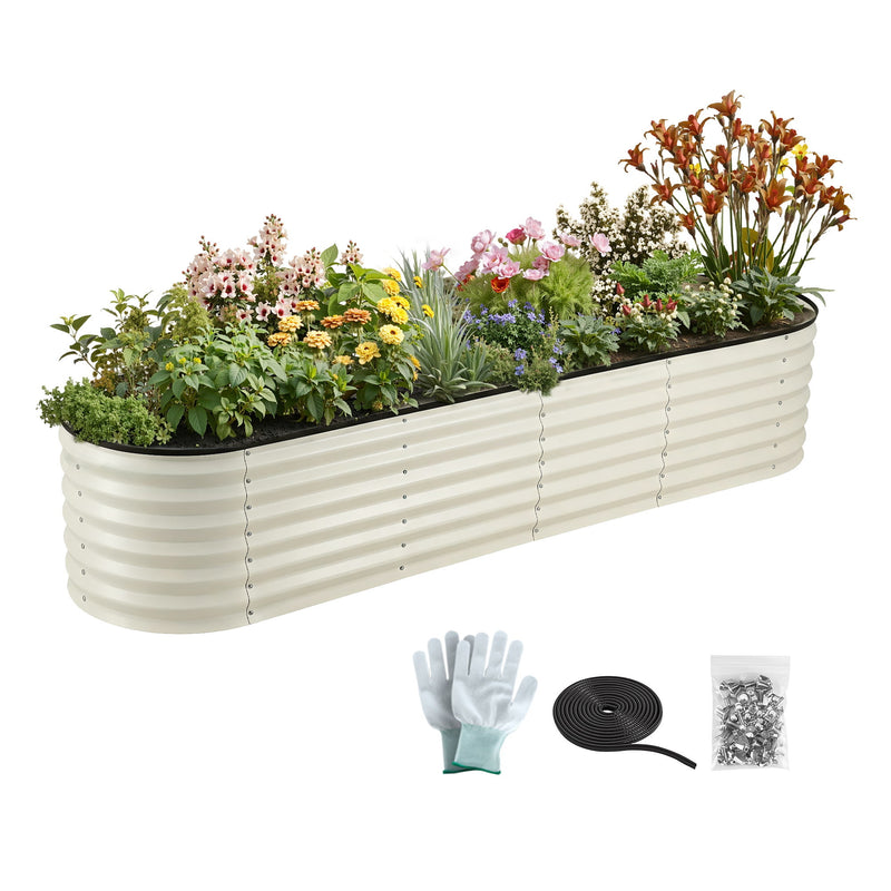 Galvanised Raised Garden Bed 240x60x45cm Planter Box White